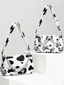 Cow Print Single Shoulder Bag, Fashionable Crossbody Bag with Wide Strap, Durable Style for Casual Use, Perfect Gift for Valentine's Day & New Year