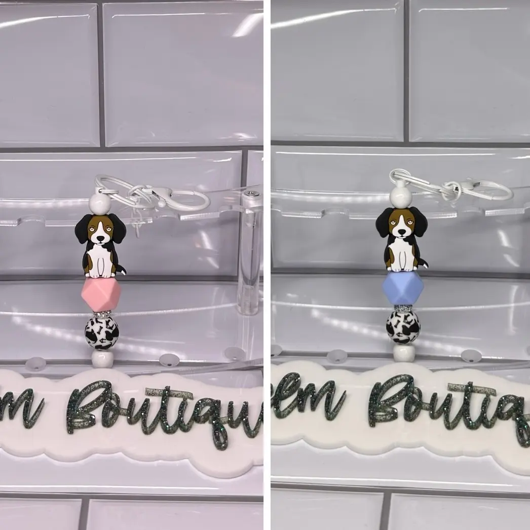 Beagle Silicone Beaded Keychain - 2 Color Options