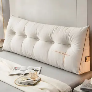 White Triangular Headboard Wedge Bed Rest Reading Pillow Backrest Support with Removable Cover Soft Memory Foam for Girls Twin Queen King Sizes