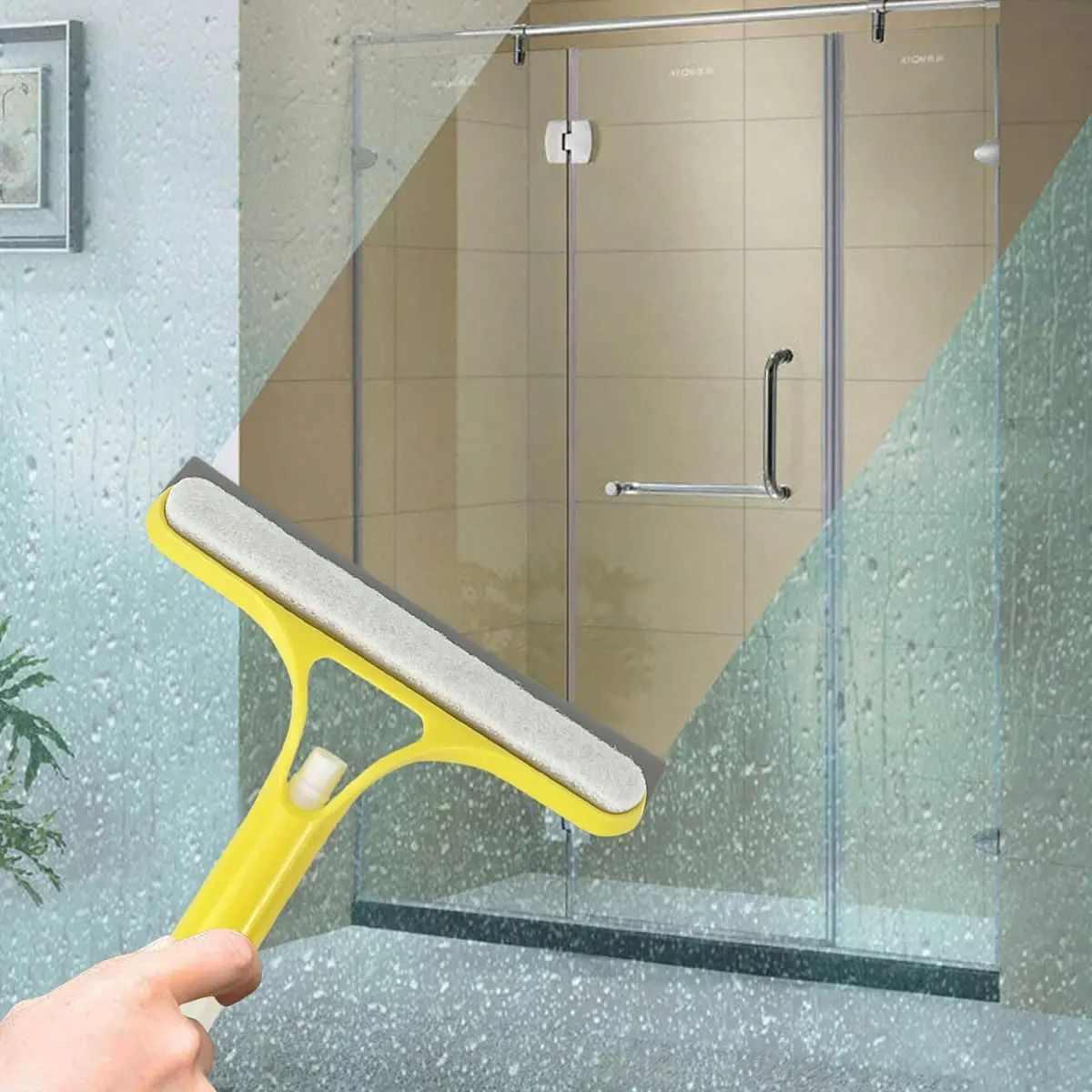 Minimalist Shower Squeegee with Seamless Silicone Coating, 12-inch Streak-Free Glass Scraper for Luxury Bathrooms, Windows and Mirrors, Includes Matching Non-Marking Adhesive Hook - Matte Black