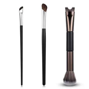 3-Piece Multi-Pack Angle-Tip Dual-End Nose Brushes, 2-in-1 Makeup Brushes for Contouring, Nose Definition and Blush Application, Three-Piece
