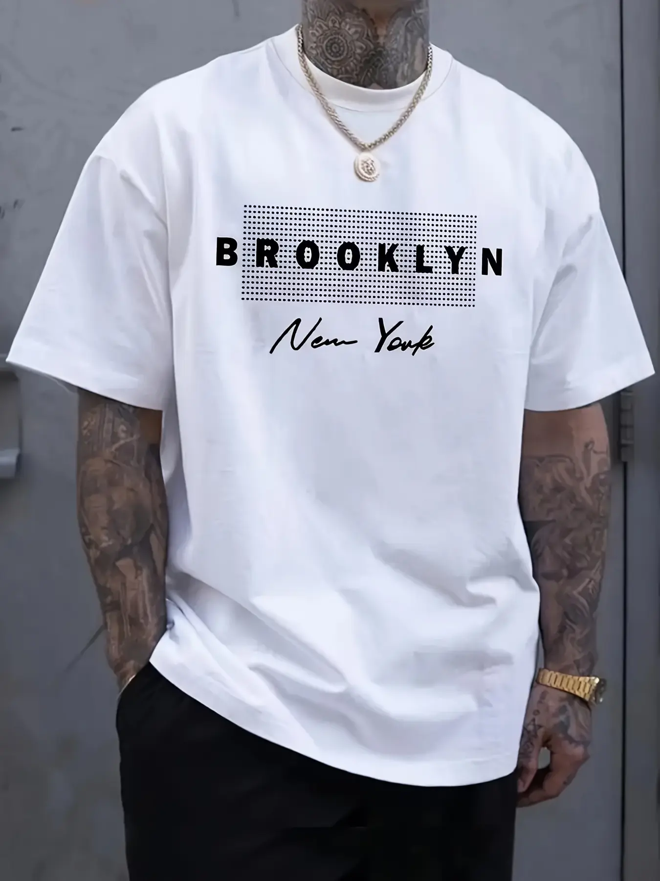 Men's Brooklyn Logo Round Neck Short-Sleeve T-Shirt - Trendy, Comfortable, Soft, Regular Fit Casual Tops for Menswear