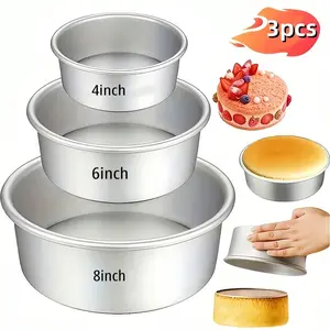 Aluminum Cake Pans Set (3 Pieces), Non-Stick Round Baking Molds, Nonstick Baking Mold, Bakeware, Dishwasher Safe, Oven & Freezer Safe, Detachable Bottom
