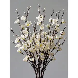 24Pcs Winter Artificial Plum Blossom Flowers, 21.7'' Long Stem Silk Faux Flowers for Home, Hotel, Office, Wedding & Party Decor – All-Season Centerpieces (Vase Not Included)