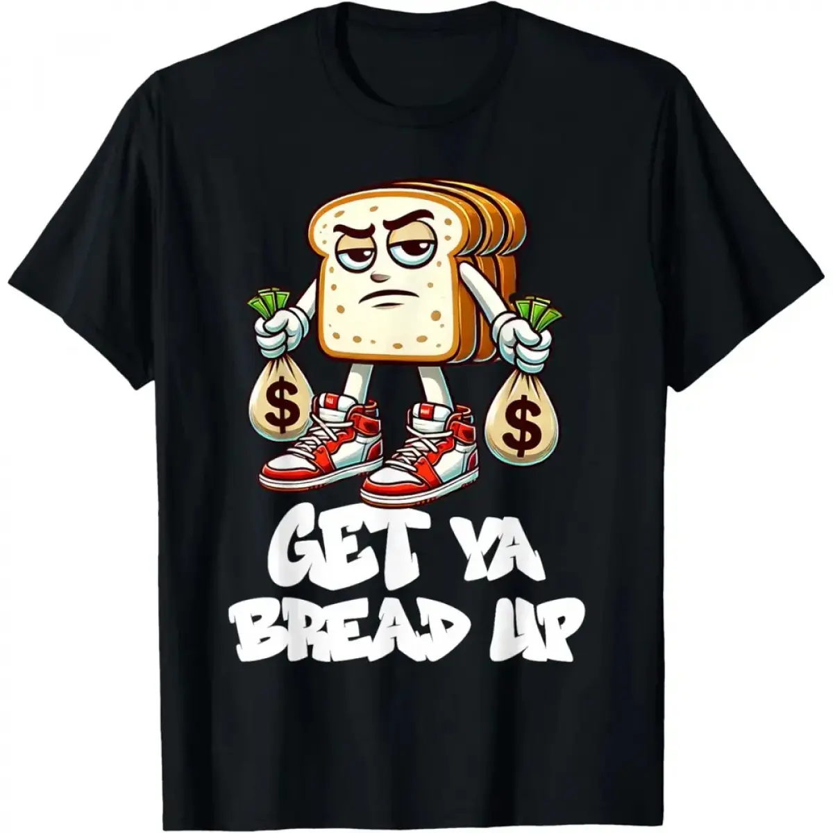 Menswear Casual Short-Sleeve 2026 New 100% Premium Cotton Sustainable Hip Hop Get Ya Bread Up Urban Streetwear Money Bags Hustle Unisex Boxy Fit Heavyweight T-Shirt Tops