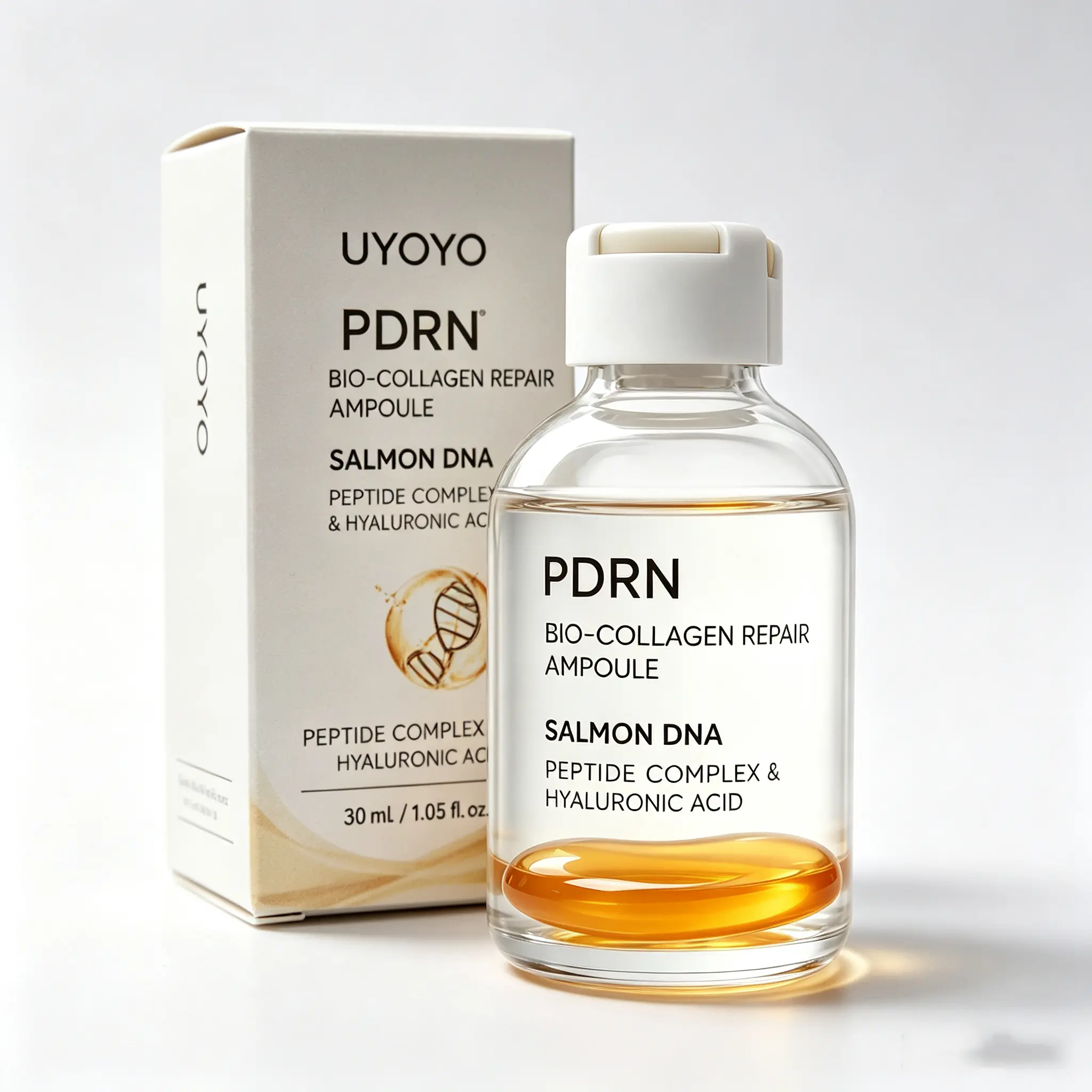 UYOYO PDRN Bio-Collagen Repair Ampoule | Salmon DNA + Peptides + Hyaluronic Acid | Korean Glass Skin Serum for Firming, Hydrating & Barrier Boost | 30ml