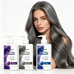 Trendy Gray Blue Purple Color Lock Shampoo 100ml, Long Lasting Hair Color Protection, Deeply Moisturizes Smoothes Frizzy Strands, Lightweight Gentle Formula for Even Color Toning, Keeps Hair Silky Shiny Fashion Salon Grade Hair Care
