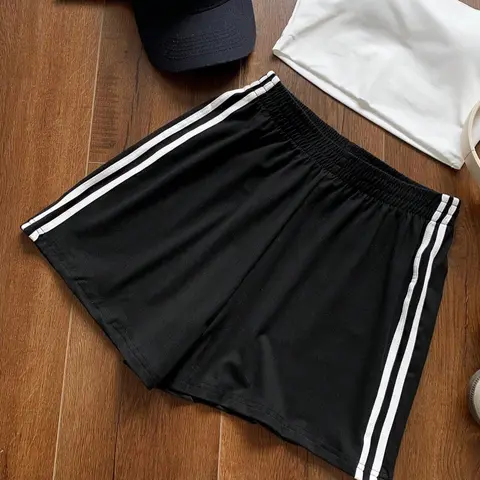 Women's Striped Side Stripe Shorts, Activewear Shorts, Athletic Shorts, Athleisure Shorts, Casual Comfy Breathable Skinny Shorts for Daily Wear, Ladies Bottoms for Summer, Womenswear