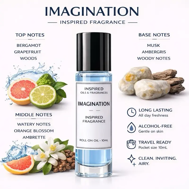 Smells Like Luxury Body Oil Imagination Type Inspired 5mL 10mL Roll-On Bright Citrus Icy Amber Soft Air Notes