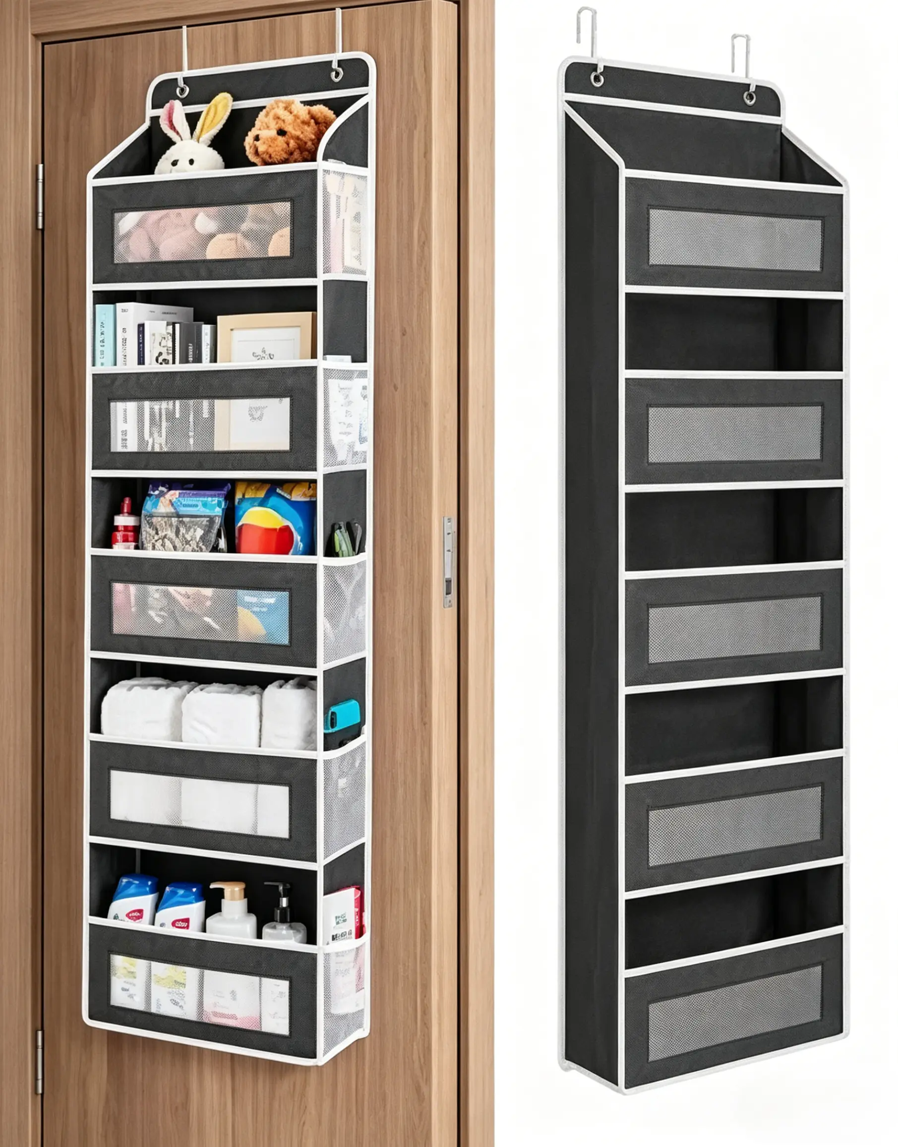 5-Tier Hanging Clothing Storage Organizer - Lightweight Durable Fabric Holds Shape, 1 Organizer with Many Uses for Closet Door Backs, Specialty Kitchen Utensils, Socks in 1 Tier