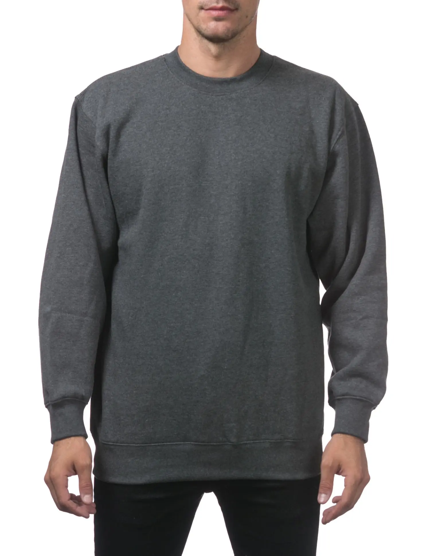 Pro Club Men's Heavyweight Crew Neck Fleece Pullover Sweater - Charcoal - Extra Large