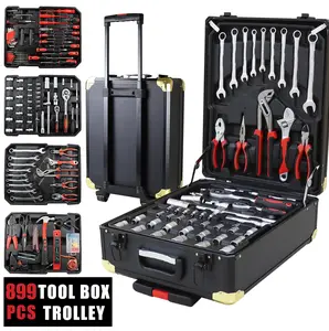 899PCS Large Capacity Metal Hand Toolbox, The Ultimate Home Repair Master Set - Comprehensive Toolbox, With 4 Drawers, General Household Toolkit, Simple And Durable, Auto Repair Repair Tools, No Assembly Required