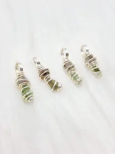 Intuitively chosen Moldavite and Herkimer Diamond XS-S Micro Mini Pendant Charm in silver plated copper wire (Random)