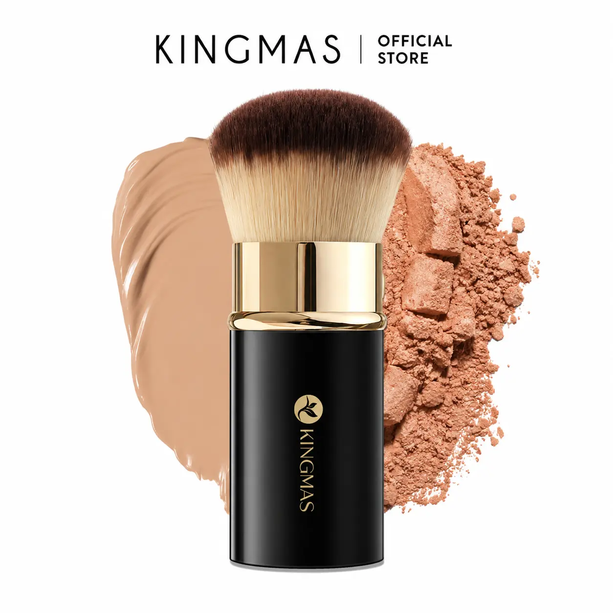 Retractable rounded makeup brush, Travel Kabuki Foundation Brush with Protective Cap, Portable Makeup Tool for Purse, Soft Dense Bristles for Smooth Flawless Application