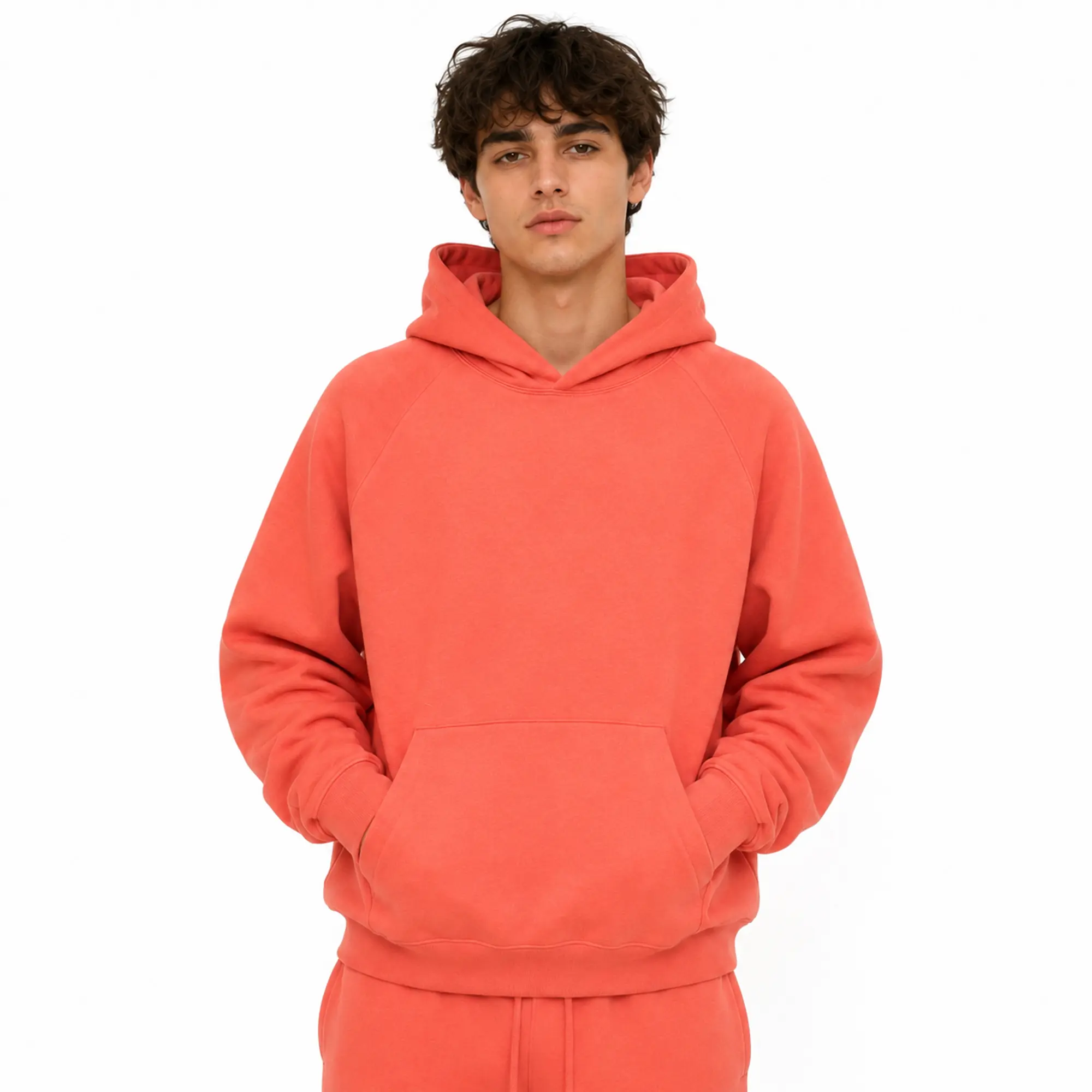 Unisex Oversized Pullover Hoodie, 2023 Casual Coral Sweatshirt with Kangaroo Pocket, Relaxed Fit Streetwear Lounge Top for Men and Women