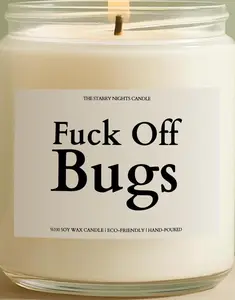Citronella Candle, Outside Candle, Fuck off bugs candle, Keep bugs away, Outdoors candle, Candle for outside, Deck candle Decor Glass