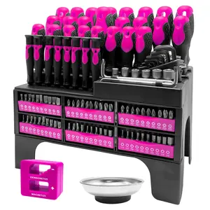 118-Piece Pink Magnetic Screwdriver Set – Ergonomic Handle