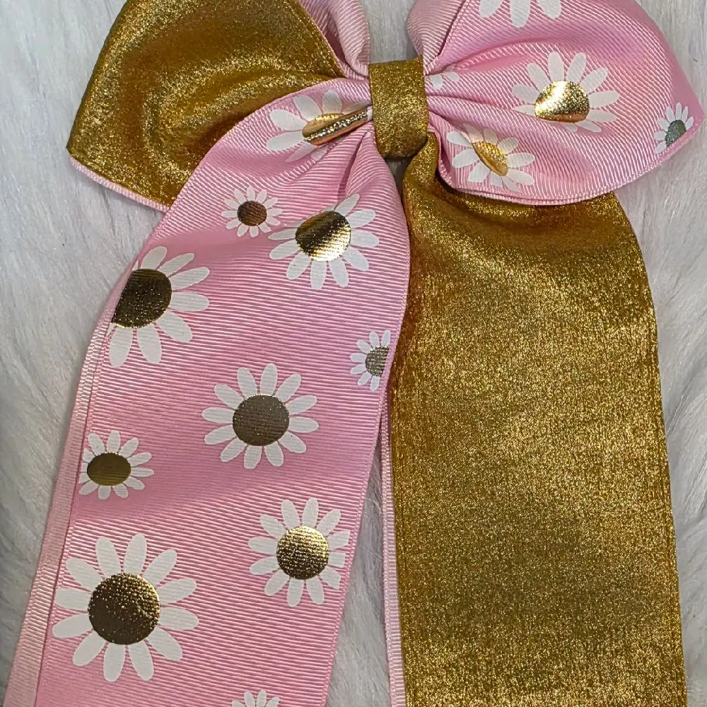 Girls' Pink-and-Gold Daisy Hair Bow