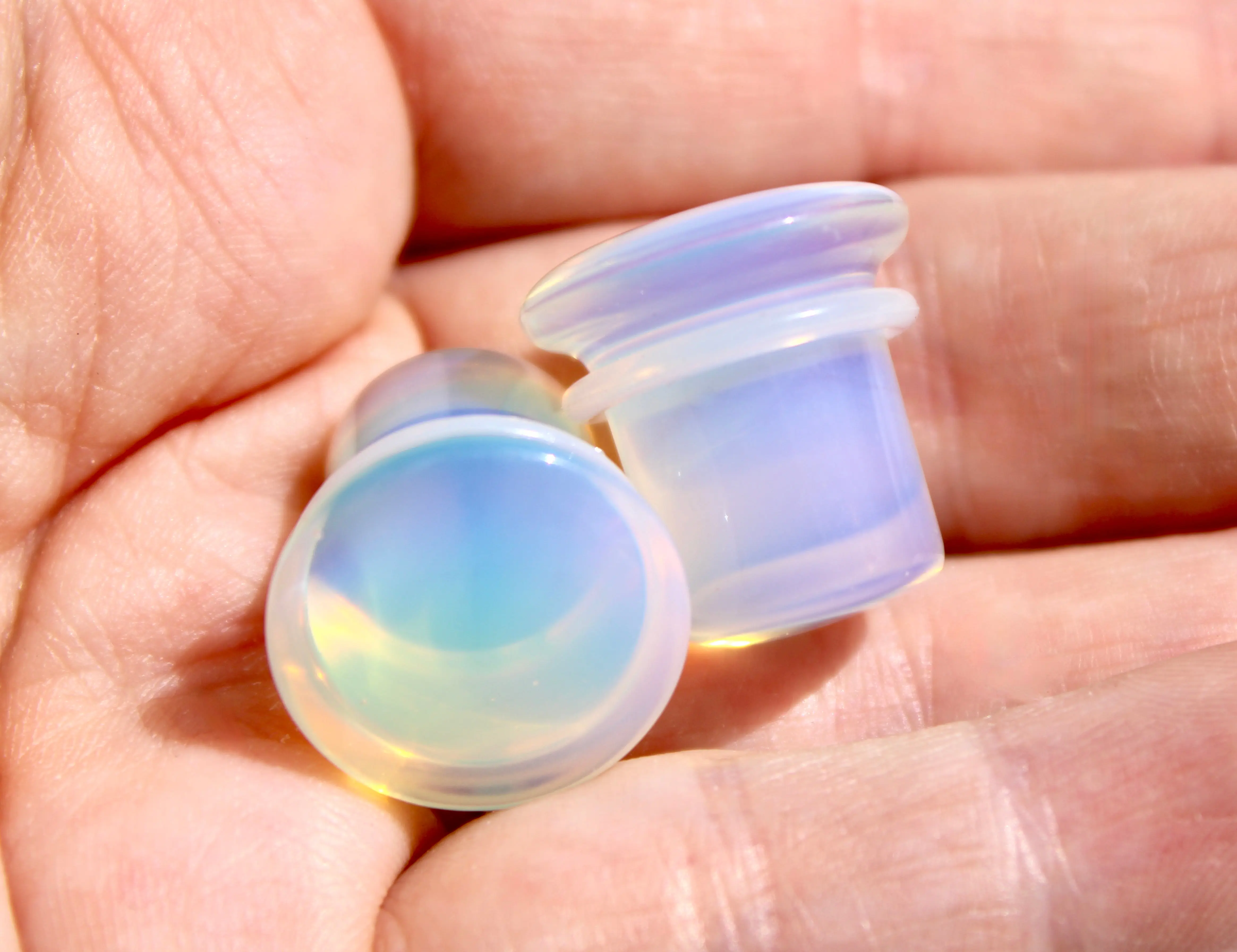Opalite Single Flare Iridescent Rainbow Gauges for Stretched Ears