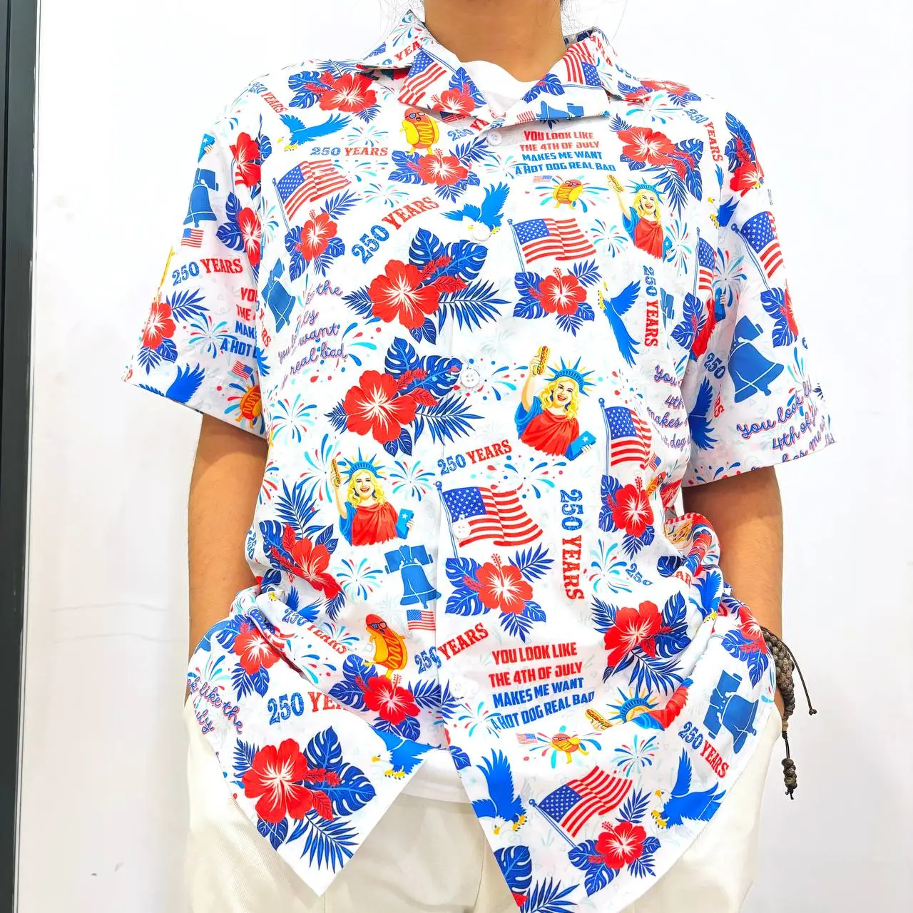 Makes Me Want A Hot Dog Real Bad Funny Hawaiian Shirt, Legally Blonde Quote Patriotic Aloha Shirt, 4th of July BBQ Party 250th Anniversary Summer Shirt