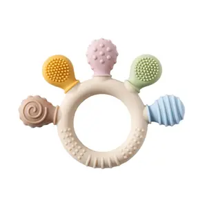 Silicone grinding rod, baby 0-12 months teething toy, grinding ring, silicone baby grinding toy, baby gift, suitable for gifting, Easter gift