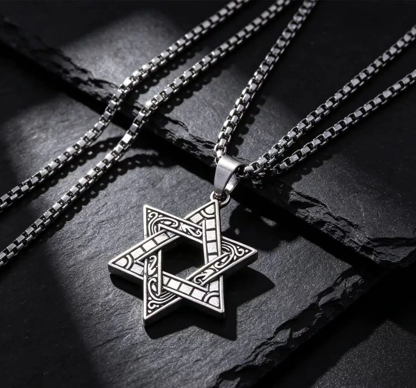 Vintage Oxidized Hexagram Star Necklace - Protective Amulet Charm  for  Accessory Enthusiasts smooth chain religious  back-to-school gift double color changing kissyan initial miami hip-hop style  item summer love spiderman heart pendant day collar beaded