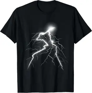 100% Cotton Unisex Lightning Shirt with a Lightning Bolt Shirt Graphic Design T-Shirt