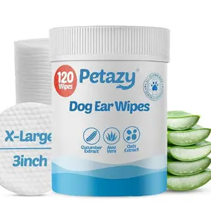 Dog Ear Wipes – Unscented Ear Cleaner for Wax, Dirt & Odor Removal | Hypoallergenic XL 125 Count – Petazy