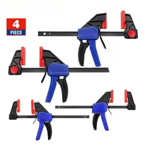 4 Piece Bar Clamp Set Woodworking Work Bar F Clamp Clip Set 4.5-inch & 6-inch DIY Carpentry Hand Tool Gadget