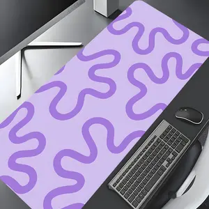 Purple Geometric Abstract Design Large Gaming Mouse Pad, Minimalist Wavy Pattern Desktop Drotection Pad,Washable Rubber Pad Non-Slip Lock Edge Multi-Size Mouse Pad Suitable For Home Office,Good Gift for Family and friends, Desk Accessories