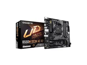 GIGABYTE B550M DS3H AC R2 Supports AMD AM4 Ryzen 5000 G-Series, AMD Ryzen 5000 Series, AMD Ryzen 4000 G-Series, AMD Ryzen 3000 G-Series, and AMD Ryzen 3000 Series Processors, Micro-ATX, DDR4, Dual M.2, SATA 6Gb/s, WIFI5, Realtek GbE LAN, PC