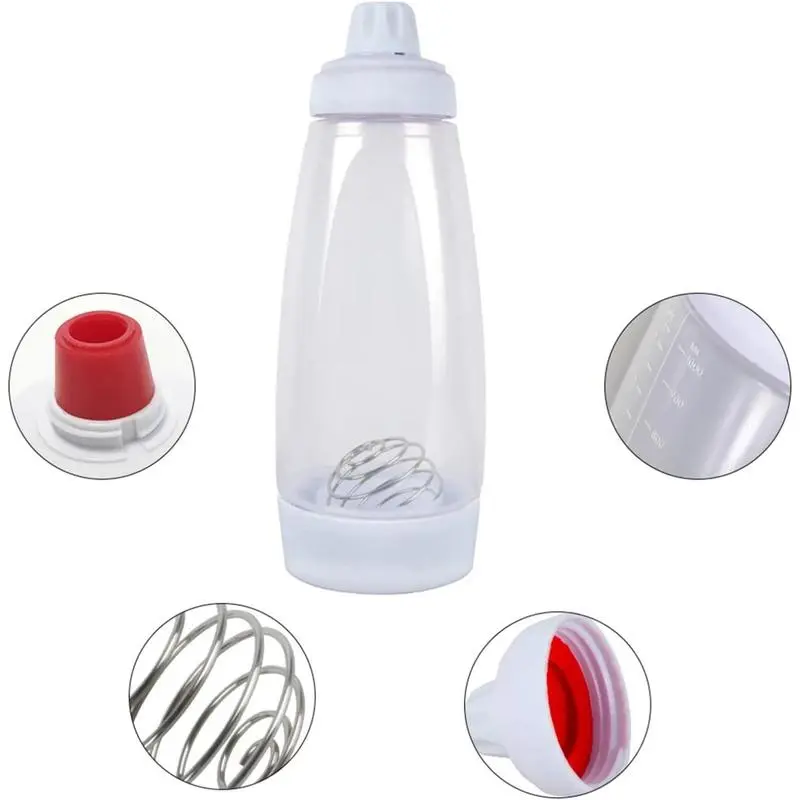 Handheld batter dispenser, batter mixing bottle with scale, pancake batter dispenser, small kitchen tool for home use, kitchen batter squeeze bottle suitable for making smooth batters like paper cup cakes, pancakes, and muffins.