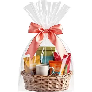 Cellophane Bags,16x24 Inch 20 count Cellophane Wrap for  Baskets, Clear Basket Bags