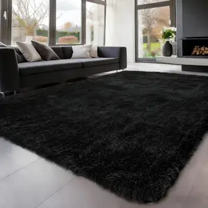 Modern Long Shag Rug, Modern Shaggy Rug, Fluffy Area Rug, Shaggy Area Rugs, Polyester Fiber Rectangular Carpet for Living Room & Bedroom, Home Use, Multiple Sizes Available