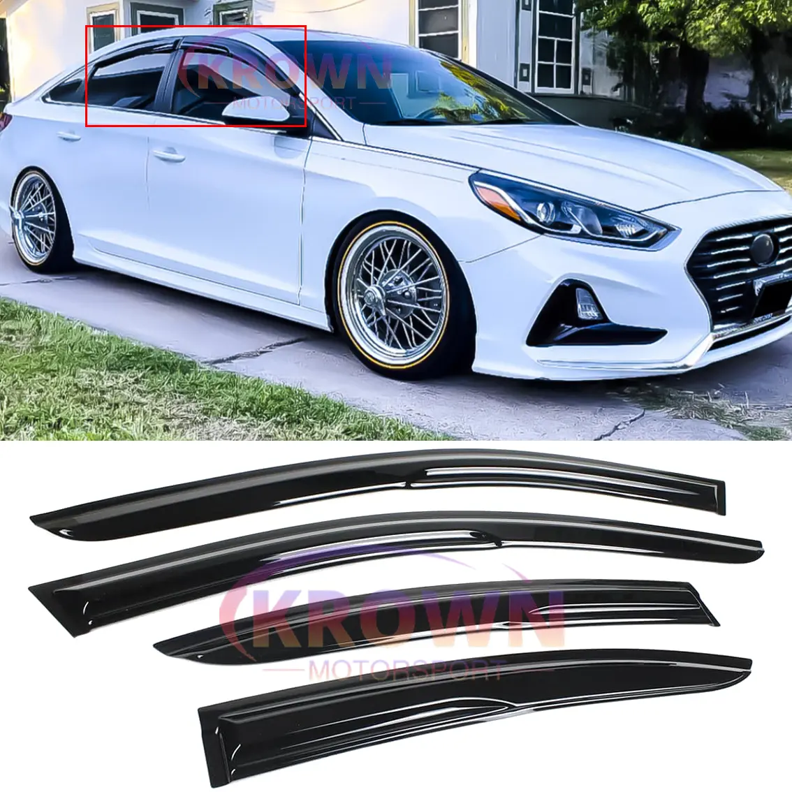 FITS 2015-2019 HYUNDAI SONATA 3D WAVY JDM MUGEN STYLE WINDOW VISOR RAIN GUARD VENT DEFLECTOR