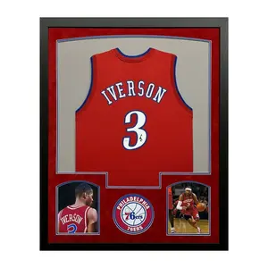 Iverson Jersey Framed Collectible Philadelphia Red Basketball Jersey with Iverson Highlighted Framing for Display
