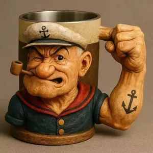 Large Capacity 3D Old Star Coffee Mug - Cartoon Design Resin Coffee Cup, made of sturdy ABS material, perfect for home, workplace or as a gift, unique drinking container Funny Dad Mug