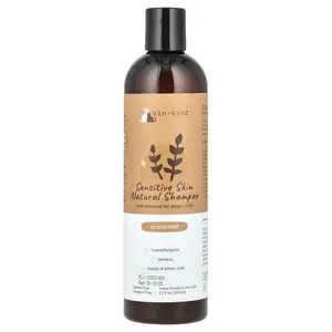 Kin+Kind Sensitive Skin Natural Shampoo, For Dogs + Cats, Unscented , 12 fl oz (354 ml)