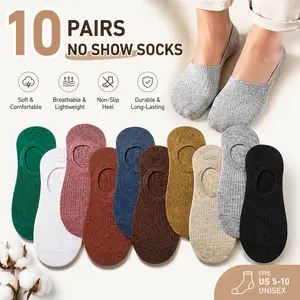 10 Pairs Women's No Show Socks, Breathable Ribbed Low Cut Invisible Socks for Sneakers and Flats, Assorted Earth Tone Colors  women socks soft comfortable daily wear