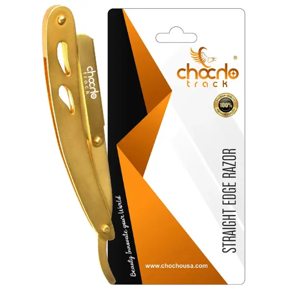 Gold Straight Edge Razor Barber Stainless Steel Folding Shaving Hair Removal