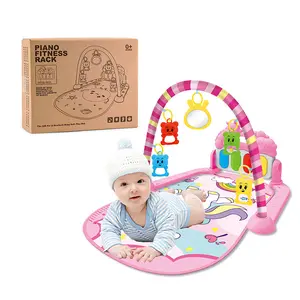 Baby Play Mat with Kick and Play Piano Gym, Funny Tummy Time Mat with Music and Lights, Baby Gyms & Playmats with 5 Infant Sensory Toys, Newborn Boy & Girl Gifts