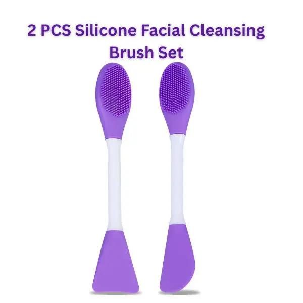 2 PCS Silicone Facial Cleansing Brush Set – Soft Face Mask Applicator & Pore Cleansing Brushes for Skincare (Purple)