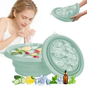 Collapsible Silicone Face Bowl with Built-in Ice Tray for Cold Plunge Therapy Skin Tightening Acne Relief Portable Spa Tool for Home Travel Gift for Men Women Calming Daily Facial Body Care