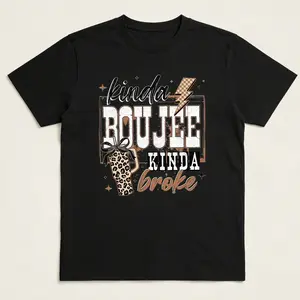 Shirt, Coquette Choco Leopard Kinda Boujee Kinda Broke T-shirt, Coquette Bow Snarky Sublimation Design, Motivation Sublimation, Antisocial Shirt Design