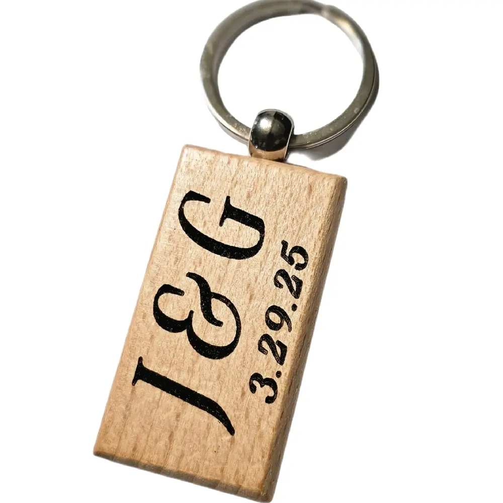 Personalized Engraved Wooden Keychain Custom Monogram & Name 2.5x1 Inch Etched Wood Key Chain for Keys ID Cards Backpacks Purses Luggage Gift