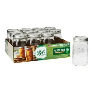 32 oz Wide Mouth Glass Canning Jars Set with Lids & Bands, 12 Pack Large Mason Style Storage Jars for Fermenting, Meal Prep & Food Preservation