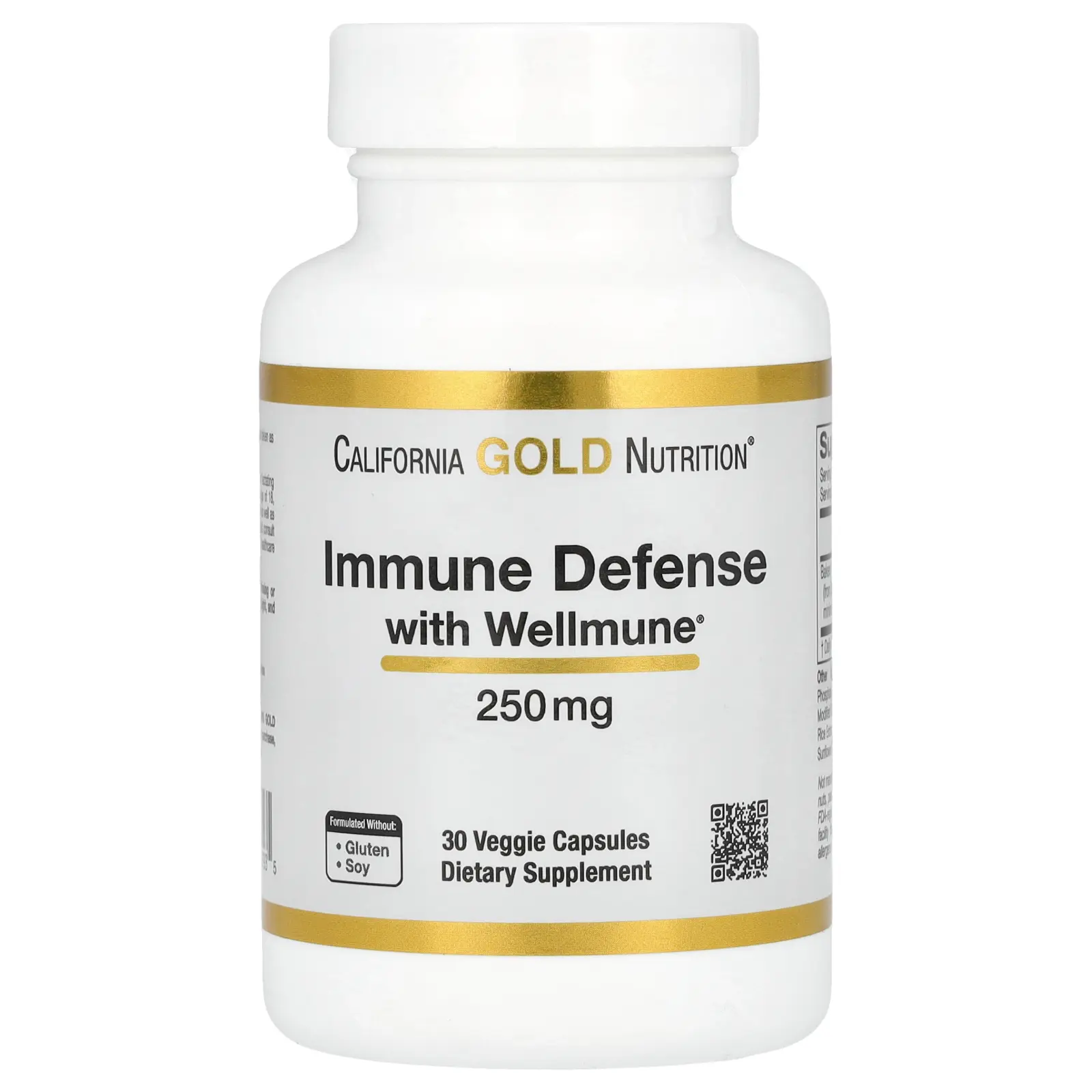 California Gold Nutrition Immune Defense with Wellmune®, Beta-Glucan, 250 mg, 30 Veggie Capsules