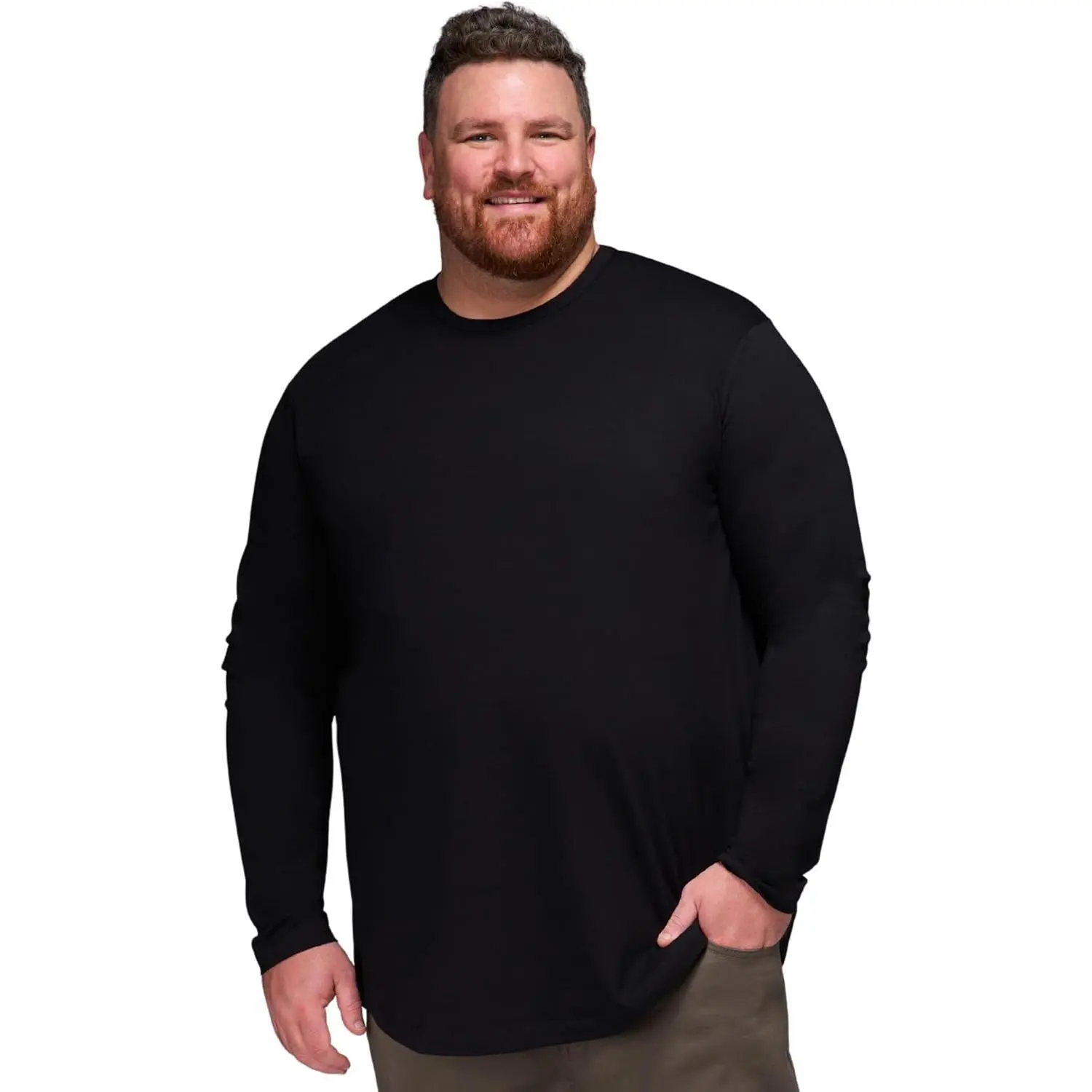 STRONGSIZE Men's Big and Tall Long Sleeve T-Shirts – Stretch Cotton Long Sleeve Tee – Longer Length Crewneck Sizes XL–8XL