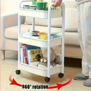 Multi-Layer Mobile Storage Rack, Kitchen & Bedroom Organizer, Coffee Bar Storage, Lightweight Portable Snack Shelf, Home Essentials Holder, Space-Saving Design