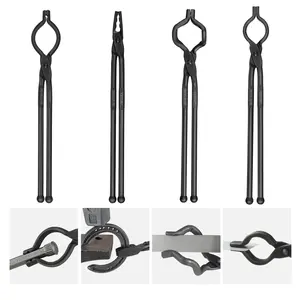 VEVOR Blacksmith Tongs, Summervibes, 18” 4 PCS, V-Bit Bolt Tongs, Wolf Jaw Tongs, Z V-Bit Tongs and Gripping Tongs, Carbon Steel Forge Tongs with A3 Steel Rivets, for Beginner and Seasoned Blacksmiths, Bladesmiths